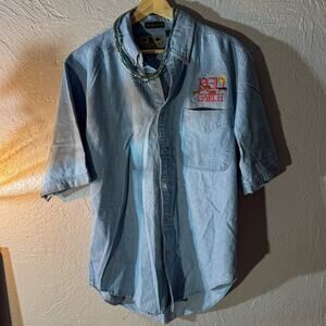 Vintage Buffalo & Red Earth Native American | Short Sleeve, Button up Sz M 1990s